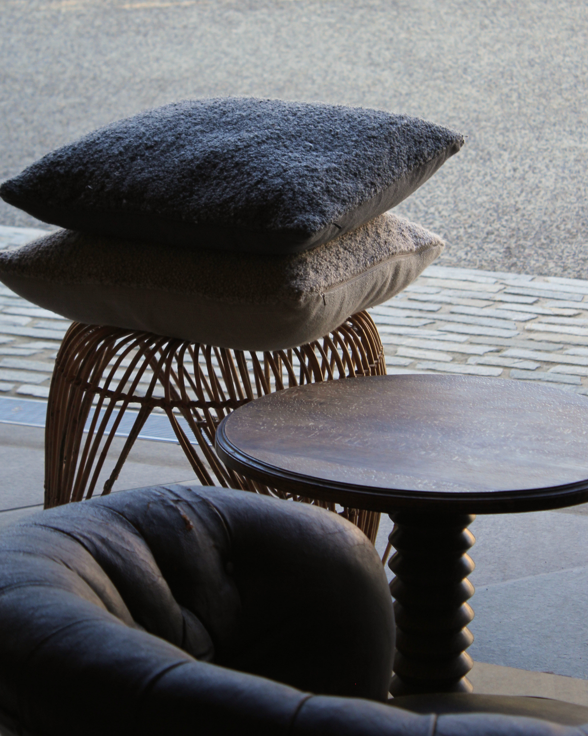 Mid Century Rattan Stool | Plant Stand