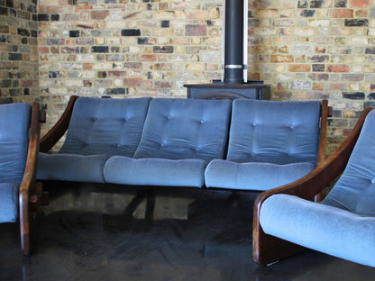 Vintage Timber Lounge Suite (3-Piece) – Blue