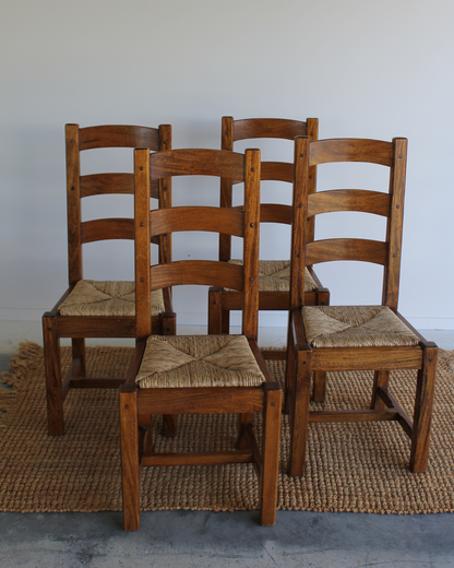 Vintage Ladder Back Dining Chairs / Set of 4