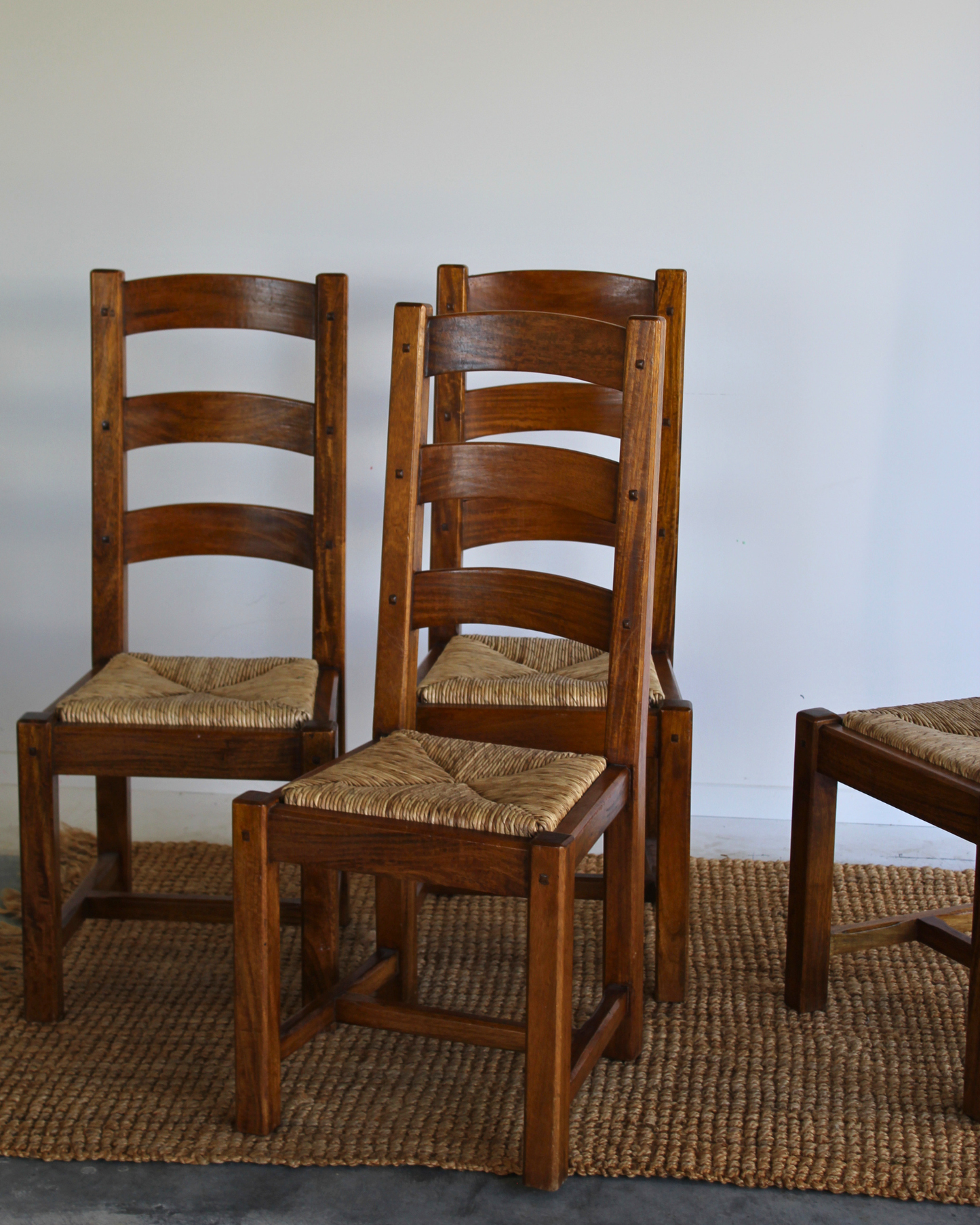 Vintage Ladder Back Dining Chairs / Set of 4