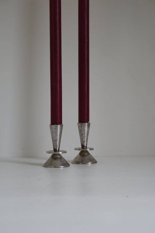 Ianthe Silver Plate Candlestick Holders — Pair