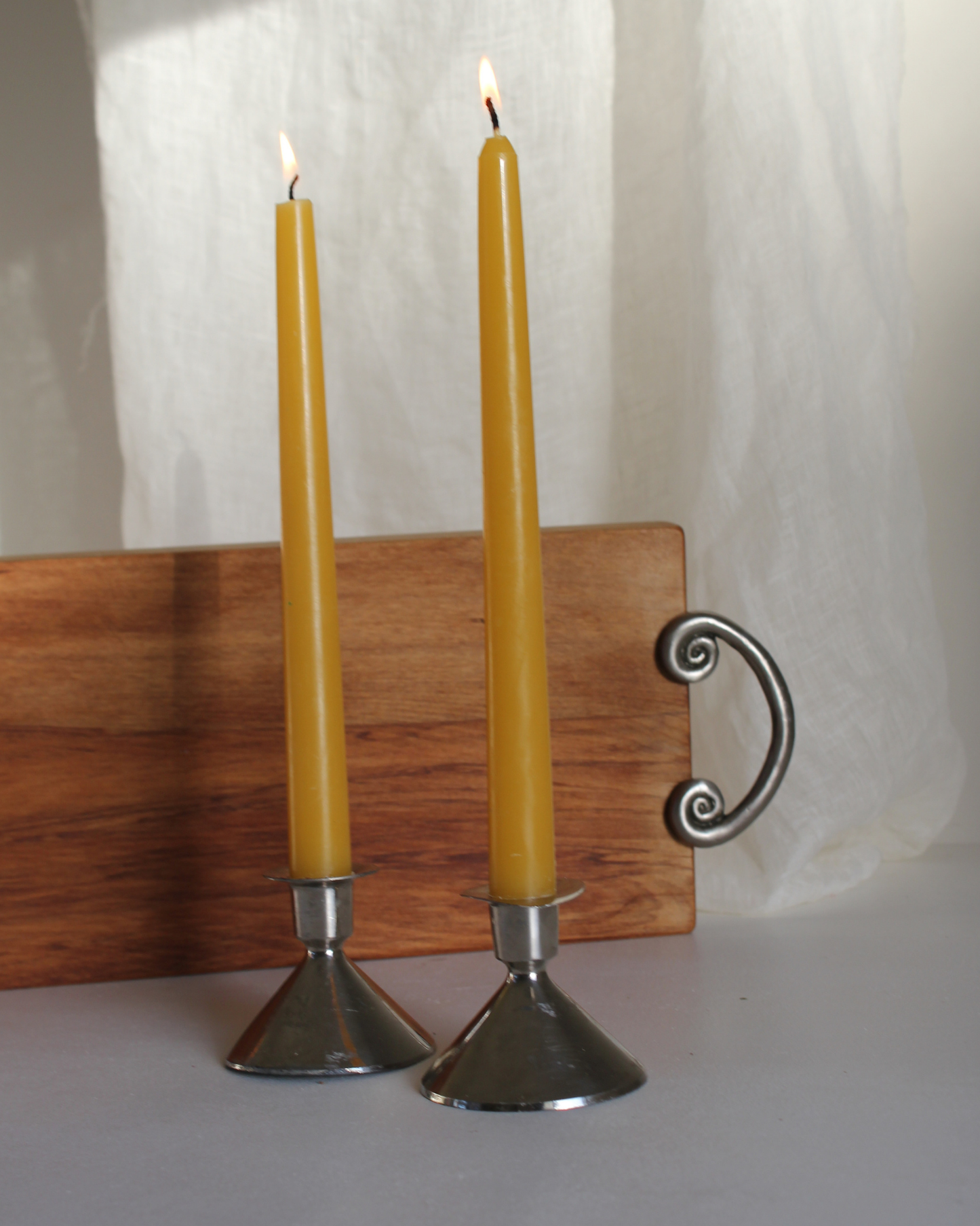 Pair of Vintage Chrome Trumpet Candlesticks