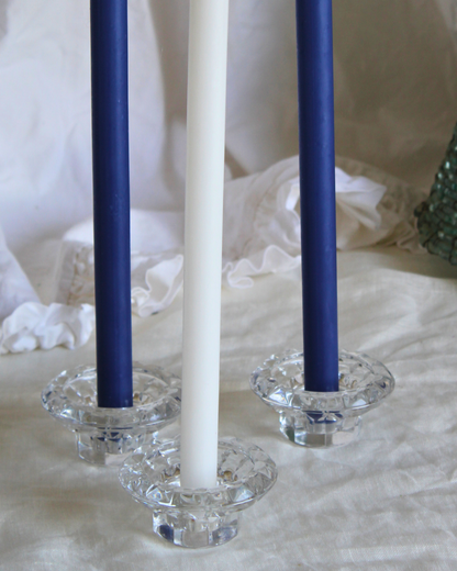 French Glass Candle Holders / Set of 3