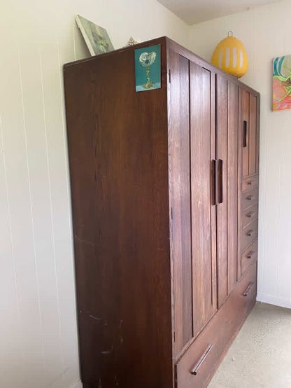 Vintage Solid Wood Wardrobe with Drawers – Imported from London