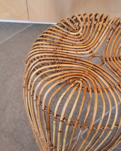 Mid Century Rattan Stool | Plant Stand