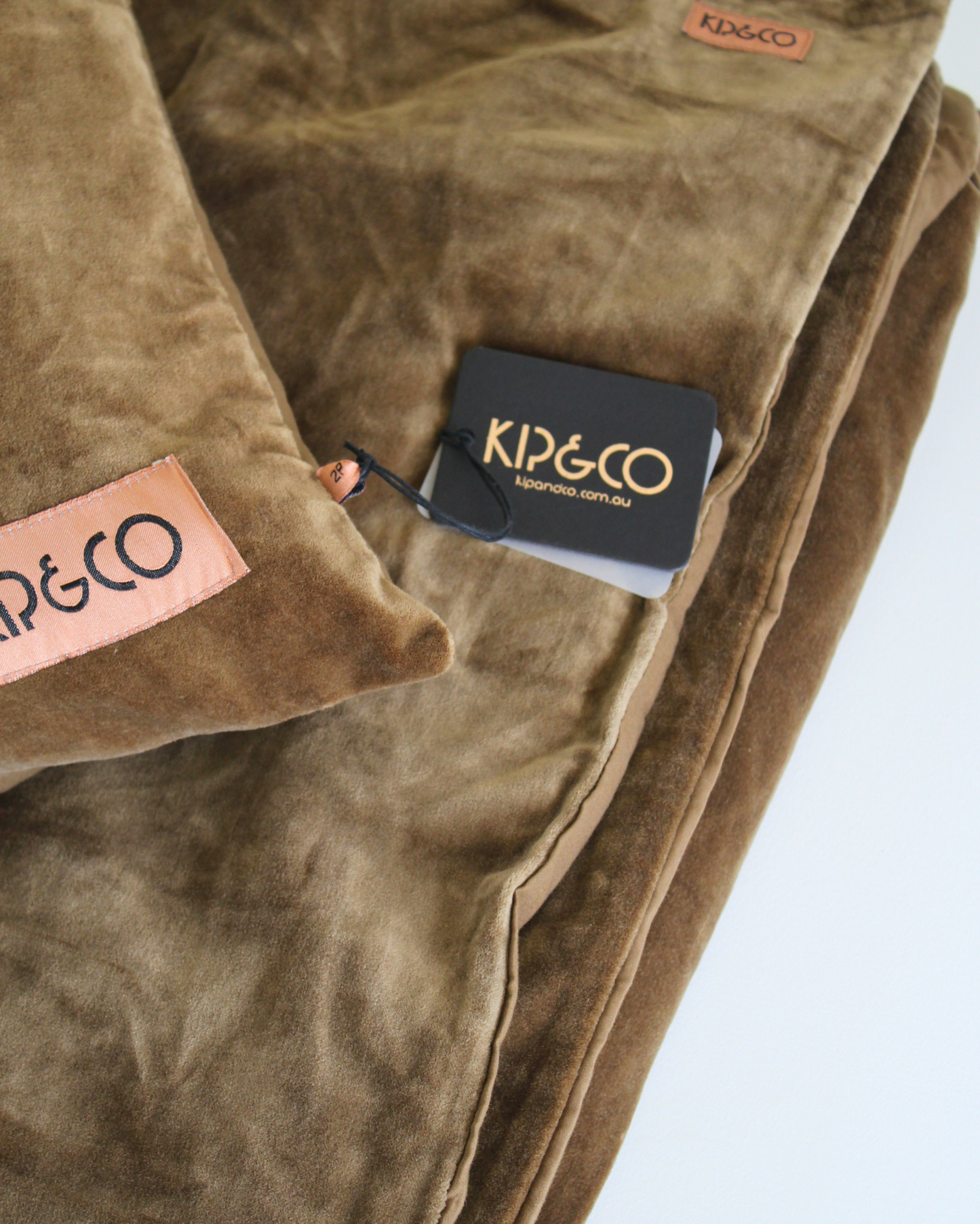 Kip & Co Khaki Velvet Duvet Cover Set / King