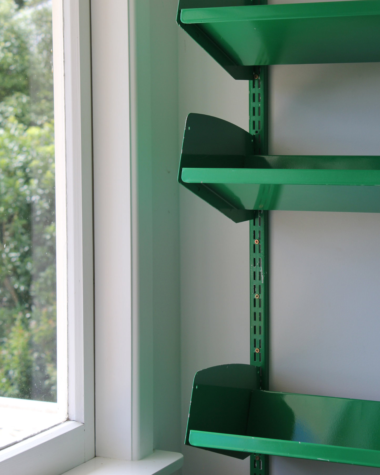 Green Adjustable Metal Wall Shelving (4-Tier)