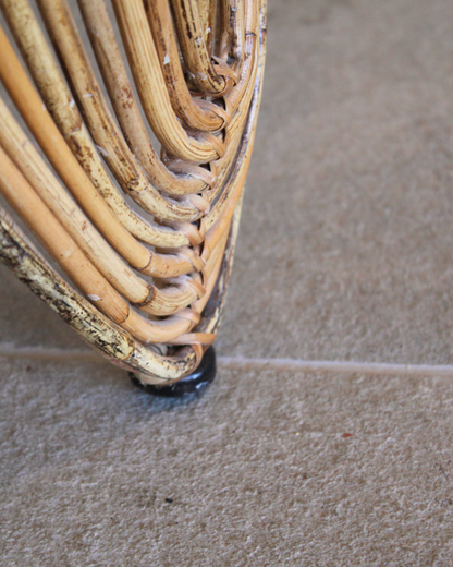 Mid Century Rattan Stool | Plant Stand