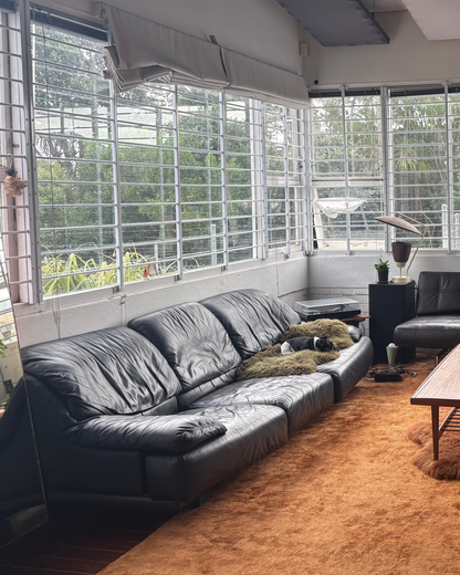 Vintage Mid-Century Black Leather Sofa