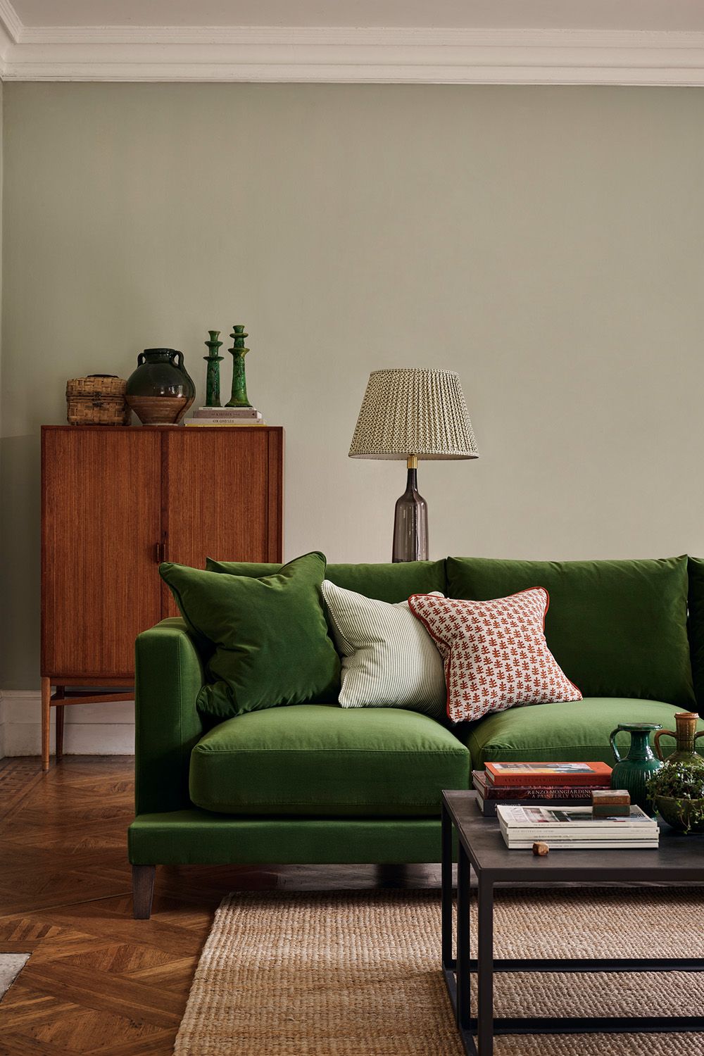 Green Velvet Loveseat / 2 Seater Couch