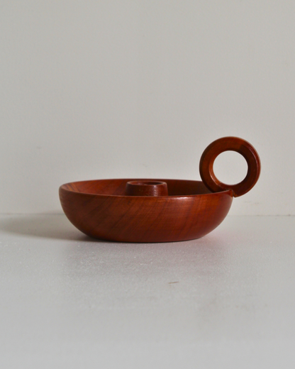 Turned Wooden Chamberstick Candle Holder