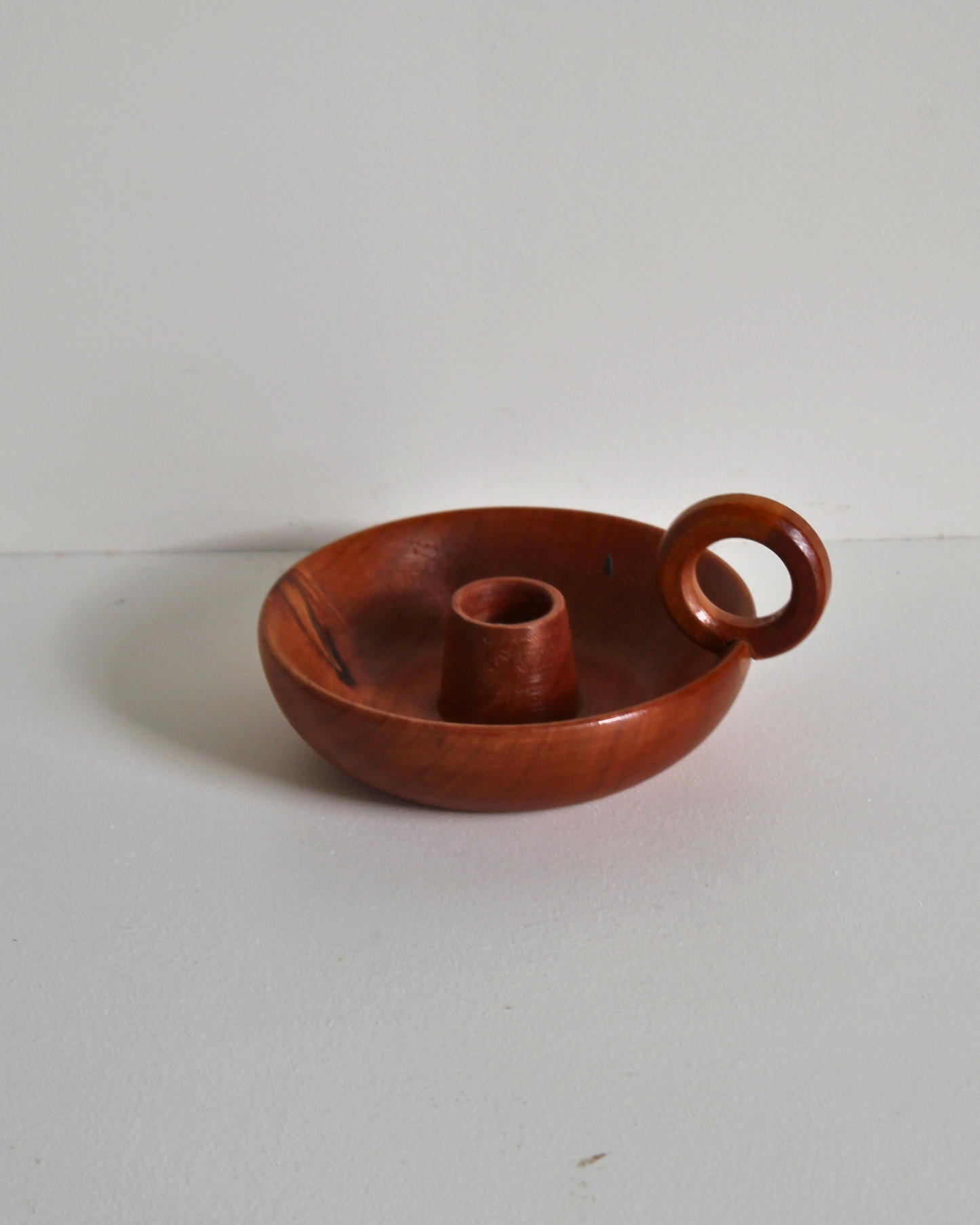 Turned Wooden Chamberstick Candle Holder