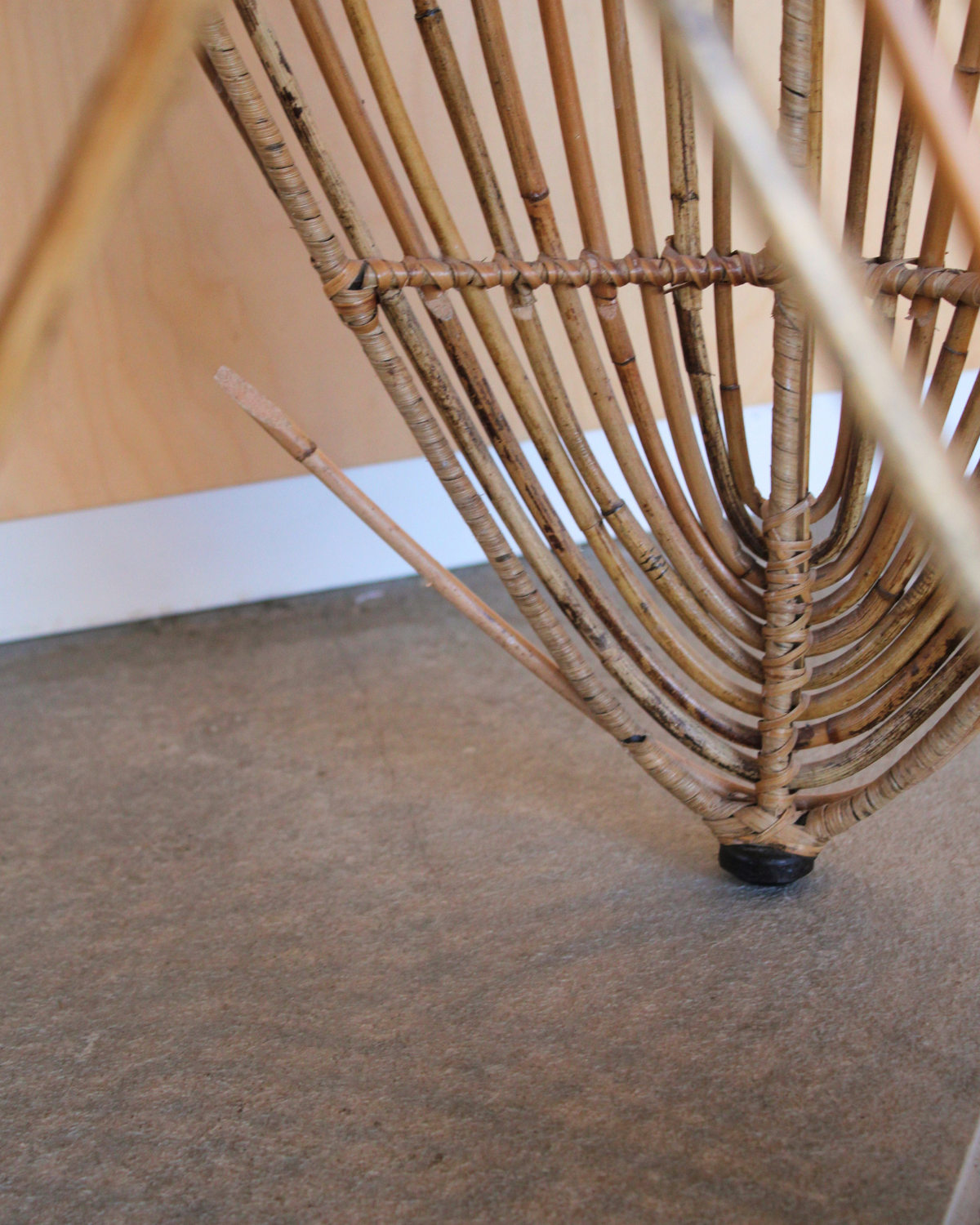 Mid Century Rattan Stool | Plant Stand
