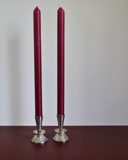 Ianthe Silver Plate Candlestick Holders — Pair
