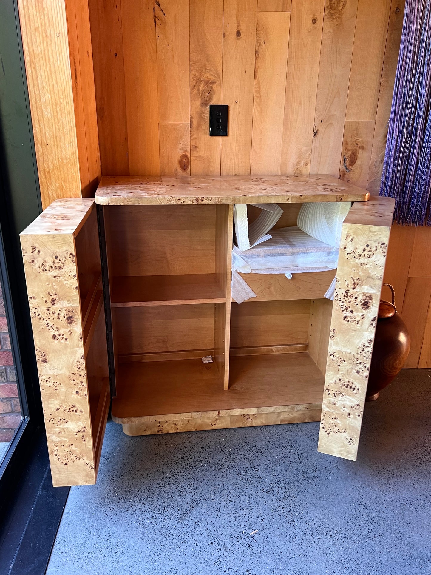 Burlwood Liquor Cabinet