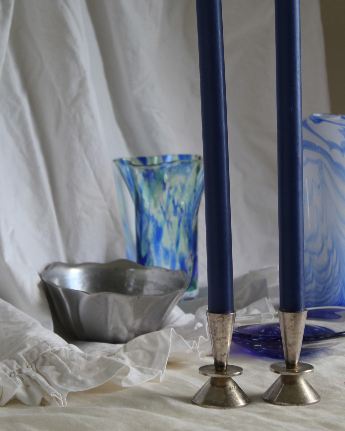 Ianthe Silver Plate Candlestick Holders — Pair