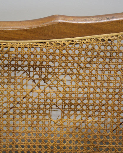 Vintage Bergère-Style Cane Sofa / Green