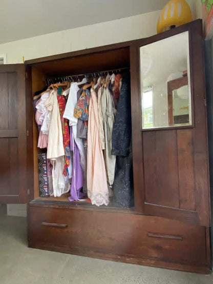 Vintage Solid Wood Wardrobe with Drawers – Imported from London
