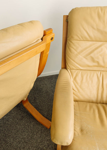 Pair of Leather Siesta Style Lounge Chairs