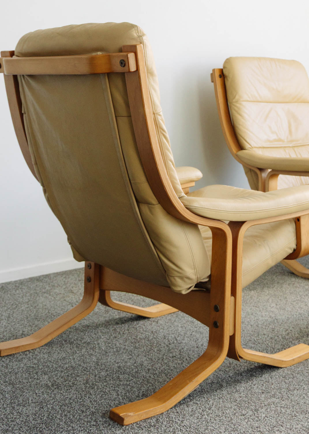 Pair of Leather Siesta Style Lounge Chairs