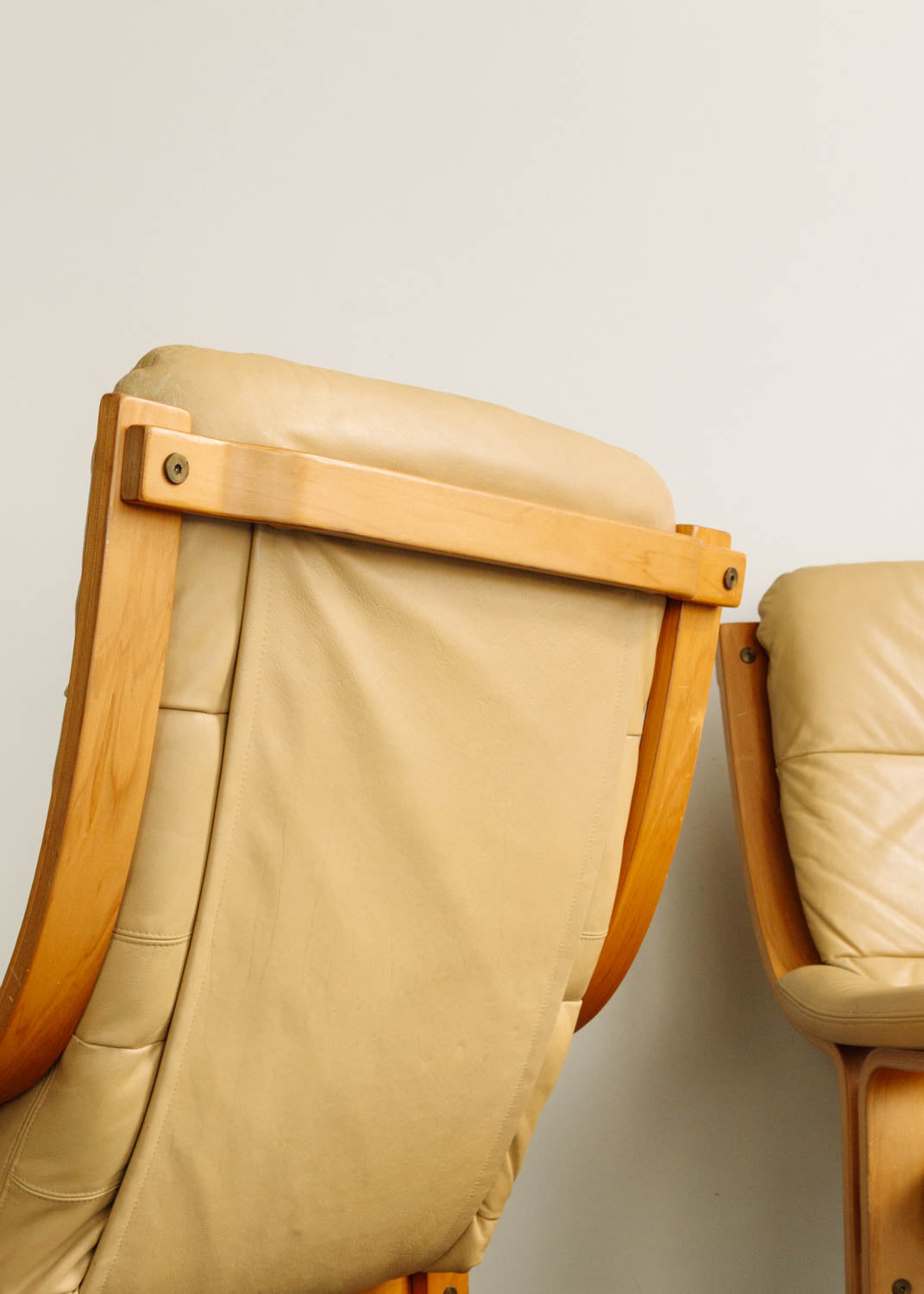 Pair of Leather Siesta Style Lounge Chairs