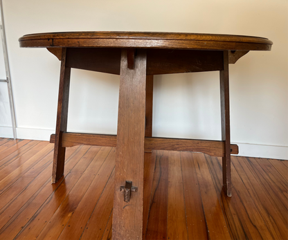 Gustav Stickley Style Antique Solid Oak Dining Table