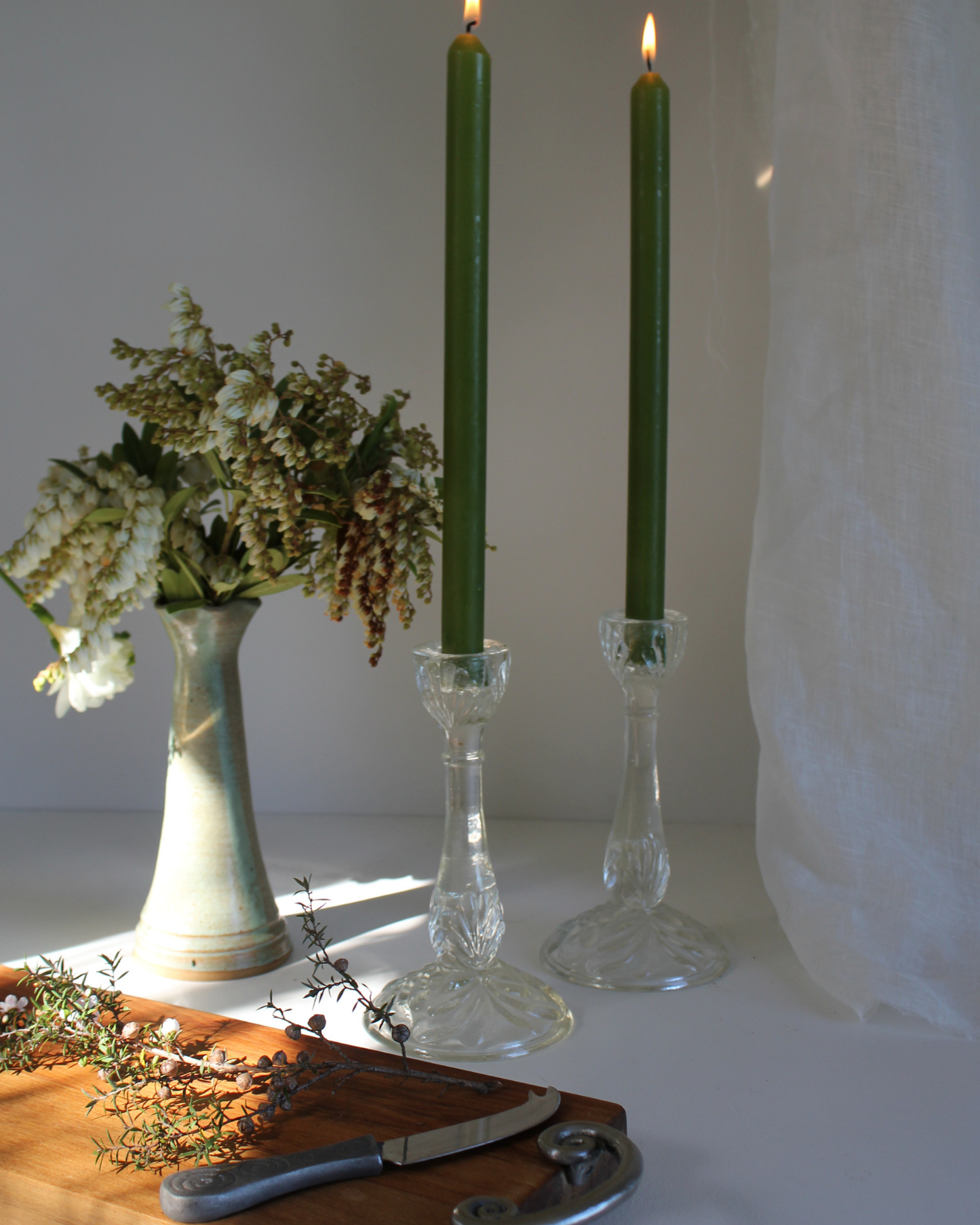 Pair of Pressed Glass Candlesticks