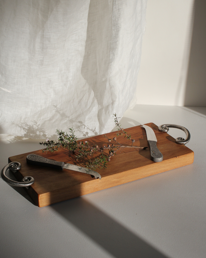 NZ Kauri Board with Pewter Handles & Set of Knives