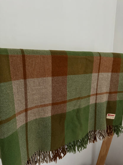 Vintage Wool Blanket / Kaiapoi / Green Tartan