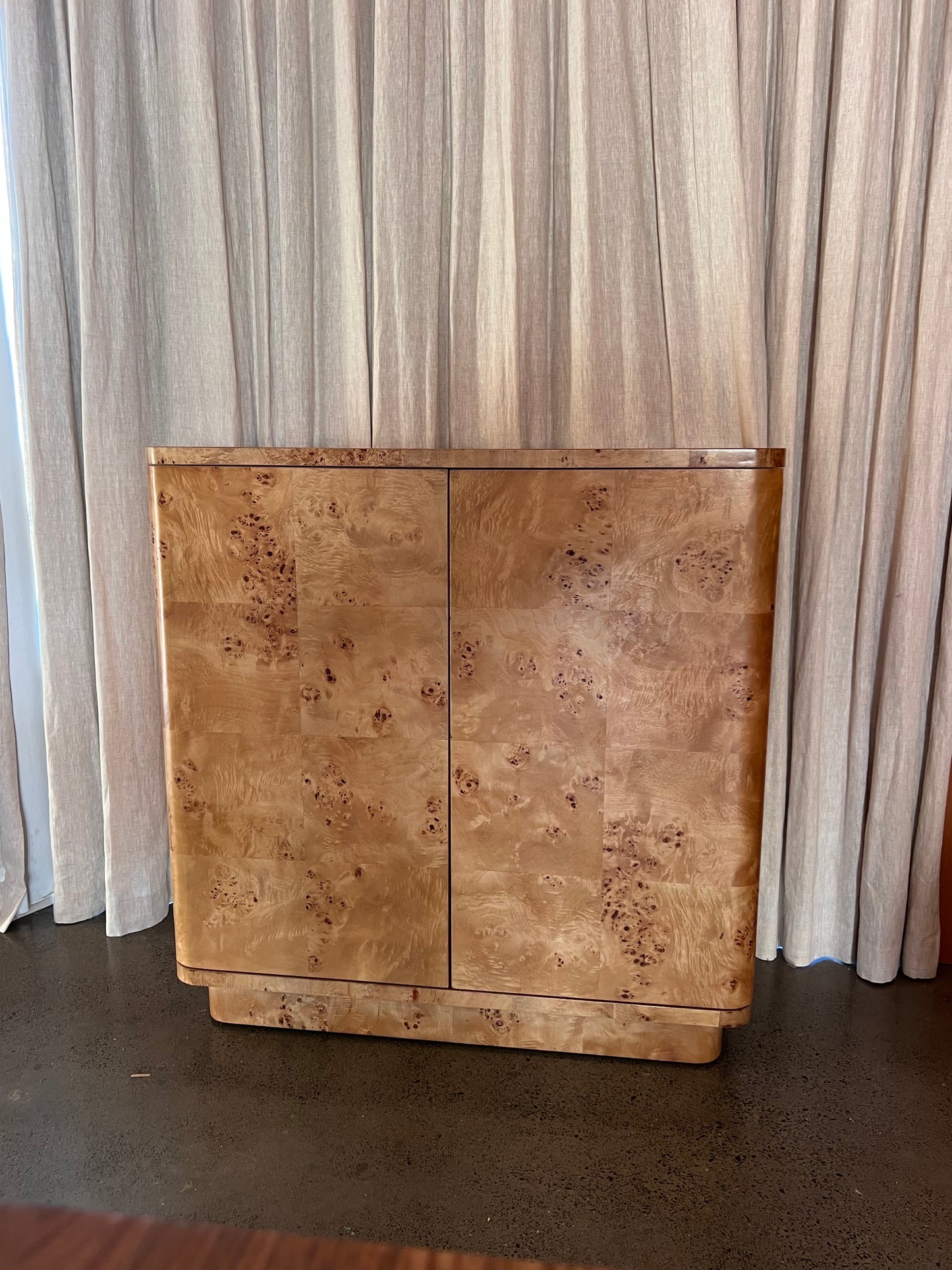 Burlwood Liquor Cabinet