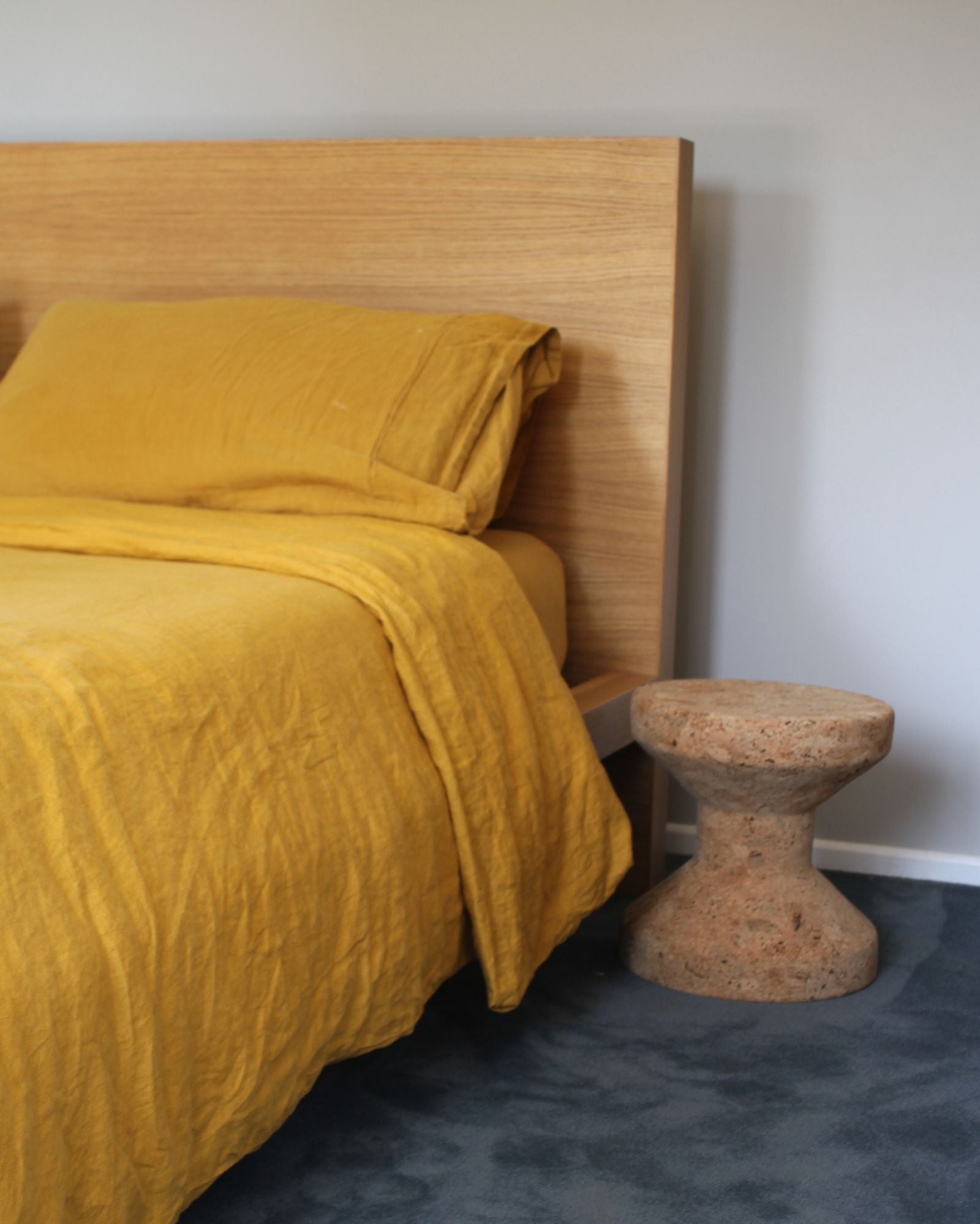 Simon James Hallford bed super king, solid oak, minimal architectural design, NZ made furniture, second hand Auckland