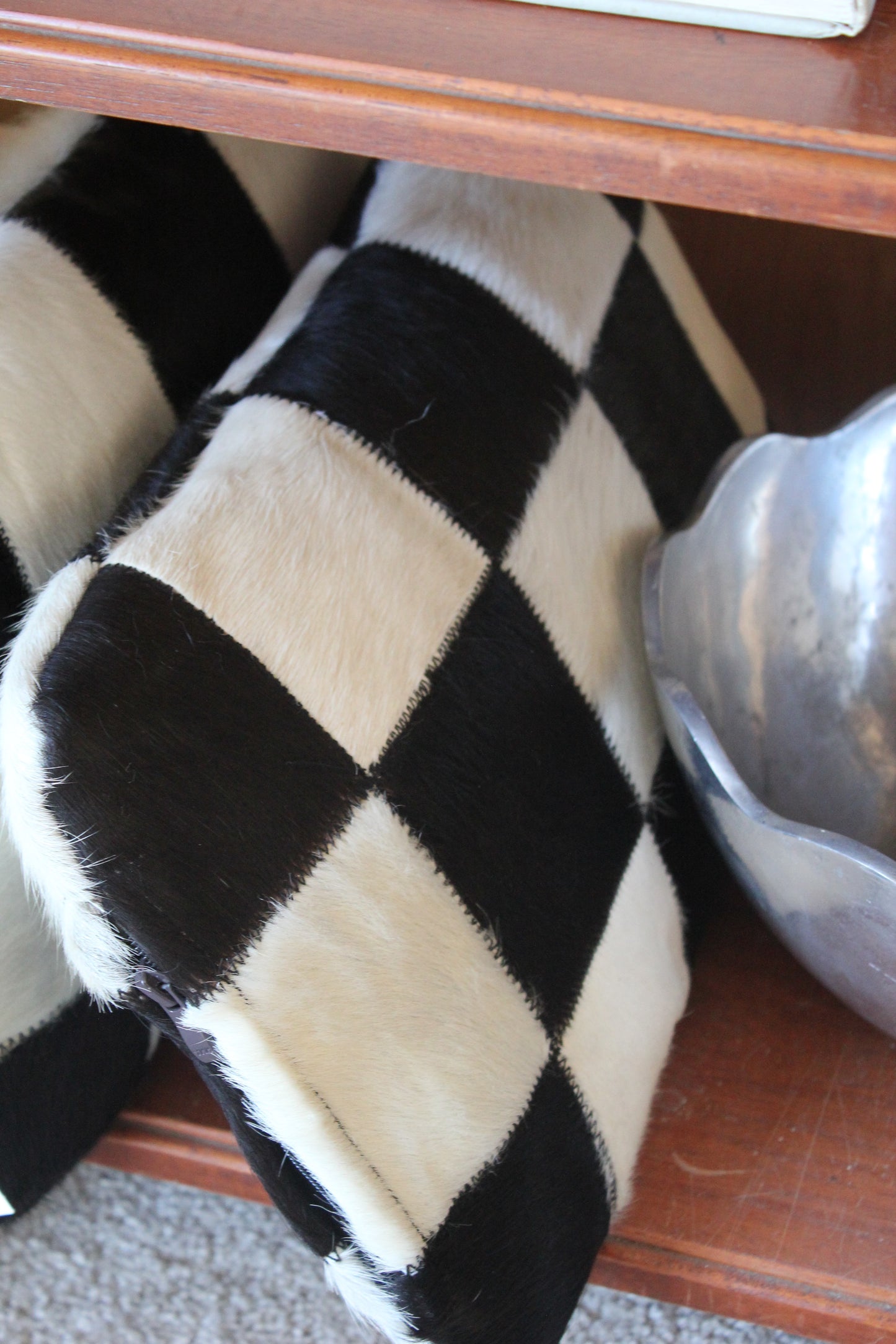 Pair of Cowhide Bolster Cushions