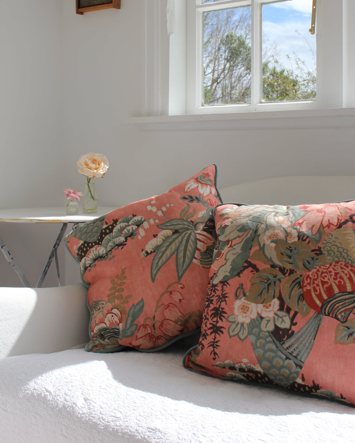Becky Lee Floral Linen Cushions / Pair