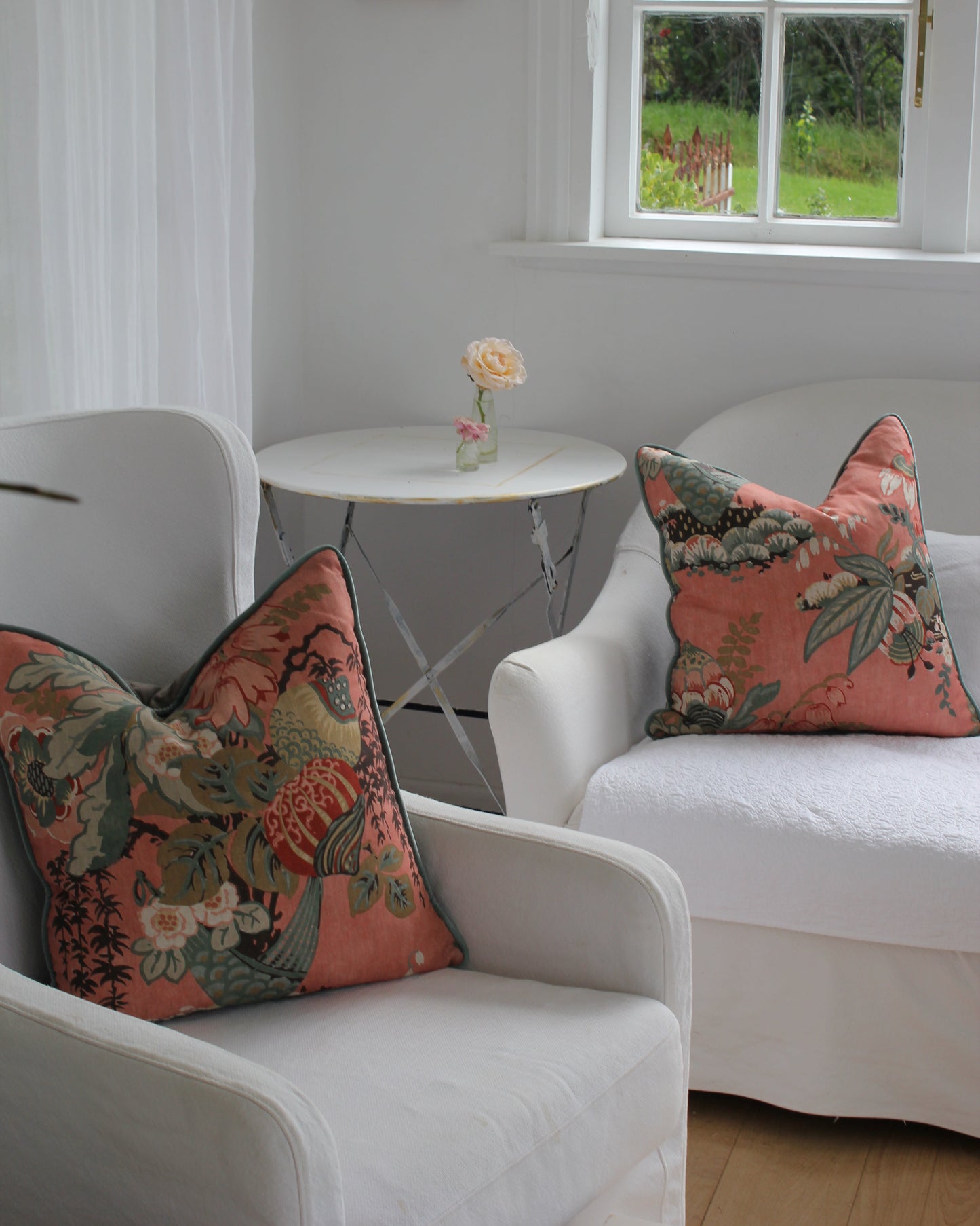 Becky Lee Floral Linen Cushions / Pair