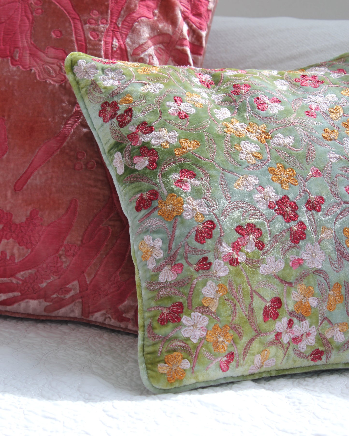 Anke Drechsel Mint Embroidered Cushion Cover