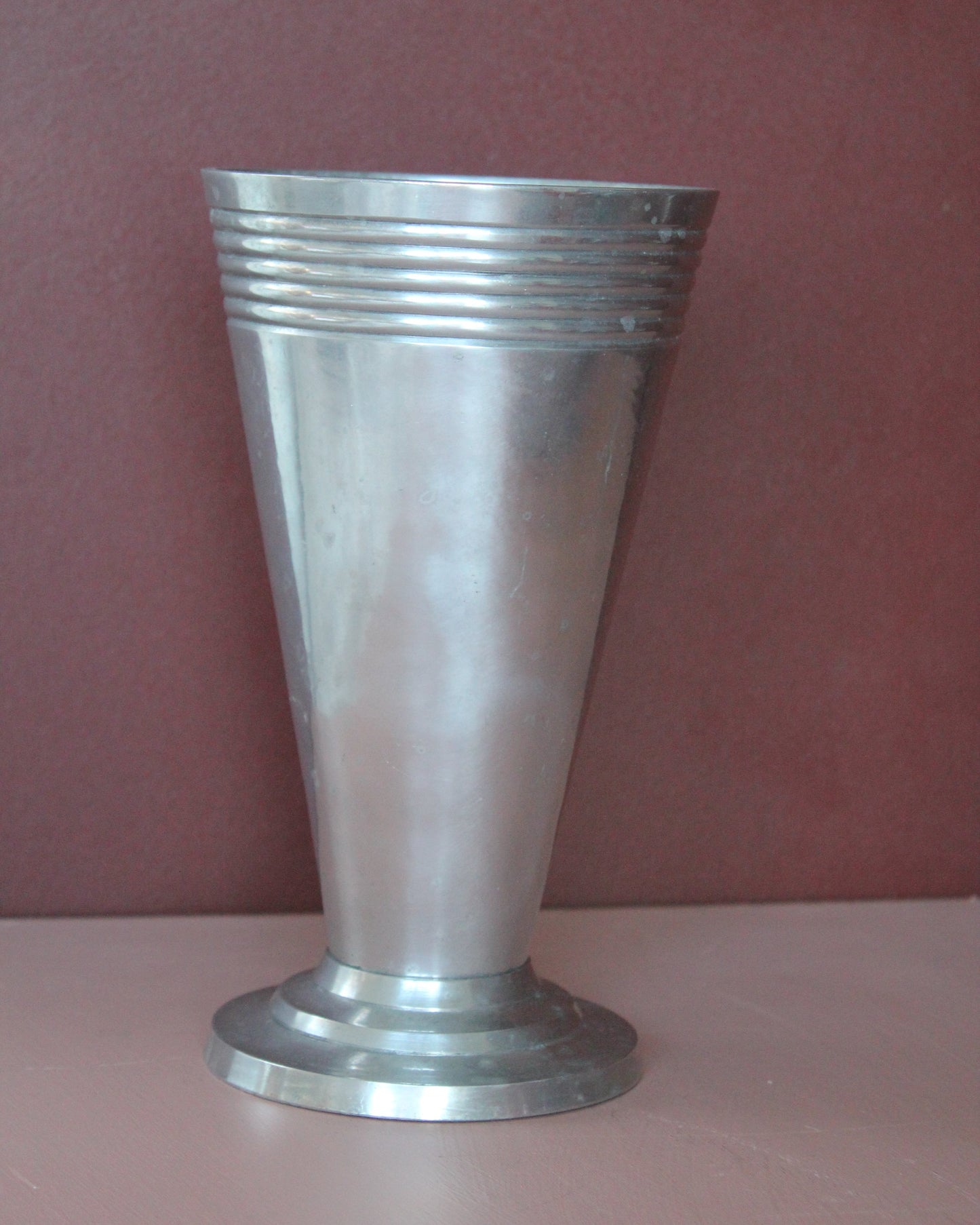Art Deco Style Silver Aluminium Vase