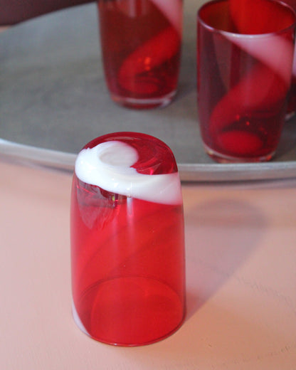 4x Handblown Red Glass Tumblers