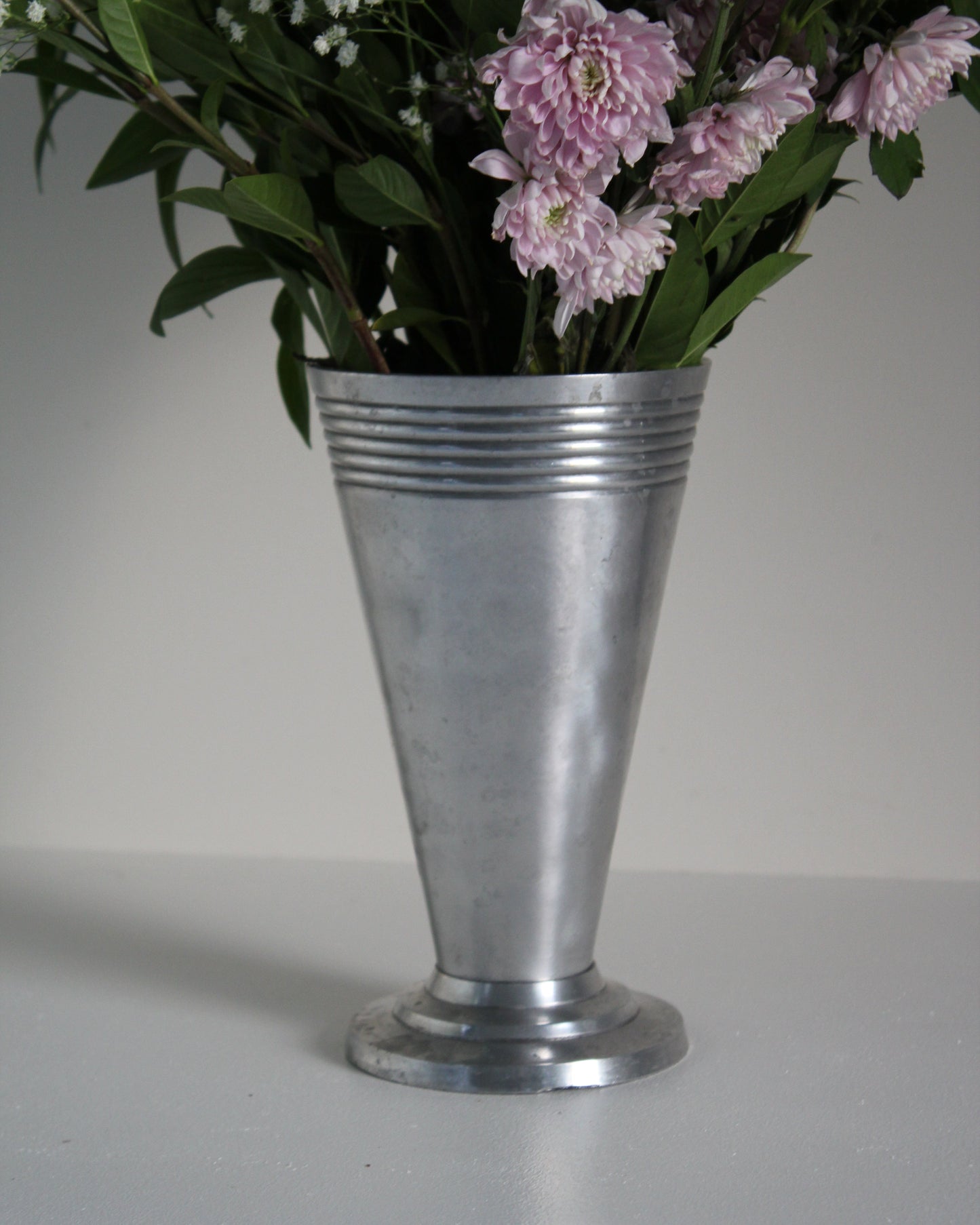 Art Deco Style Silver Aluminium Vase