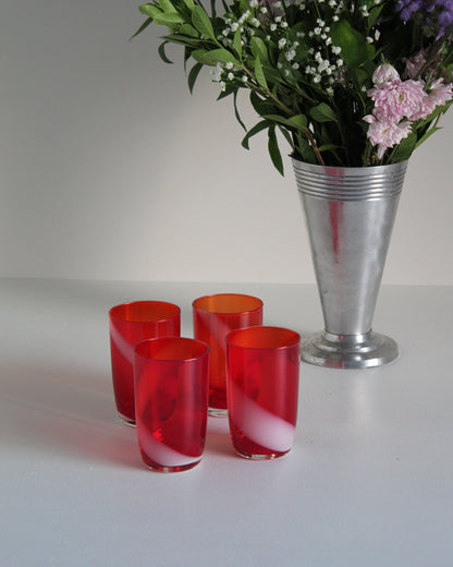 4x Handblown Red Glass Tumblers
