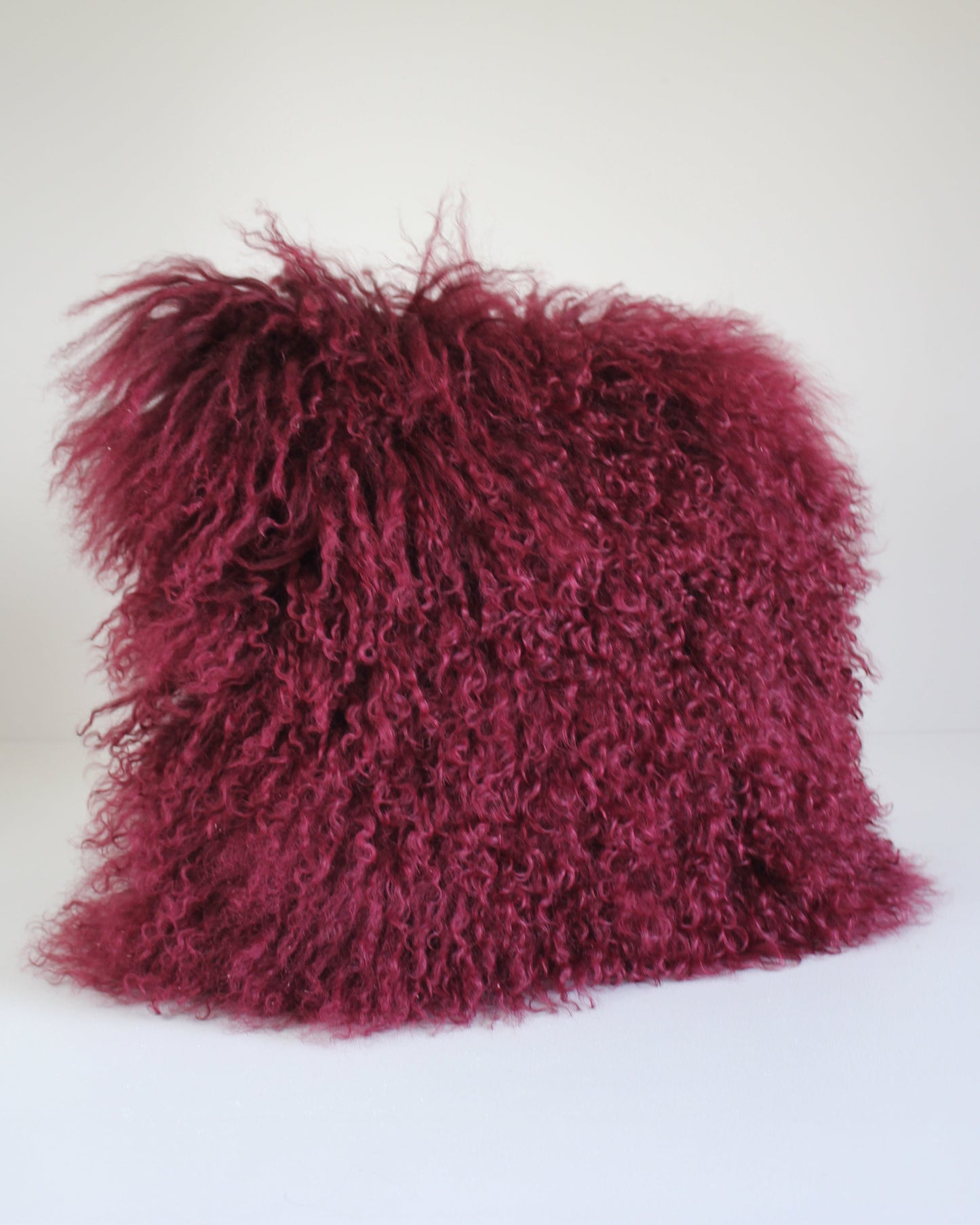 Mongolian Lambswool Cushion in Berry