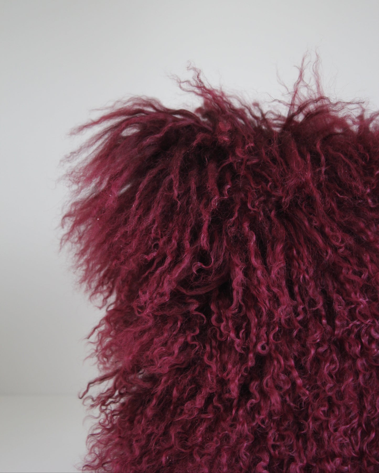 Mongolian Lambswool Cushion in Berry