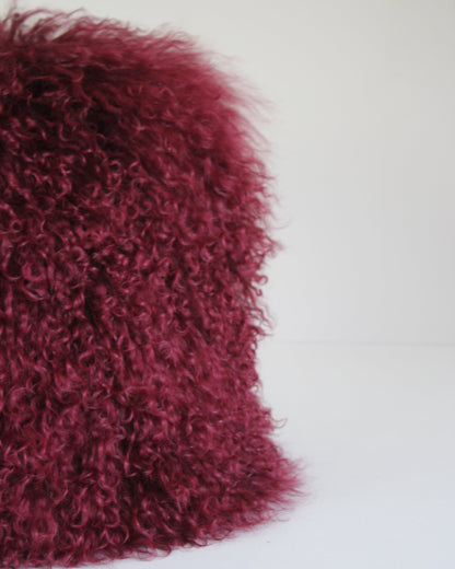 Mongolian Lambswool Cushion in Berry