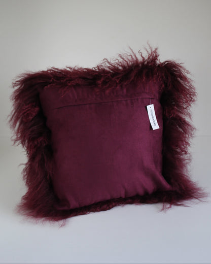 Mongolian Lambswool Cushion in Berry