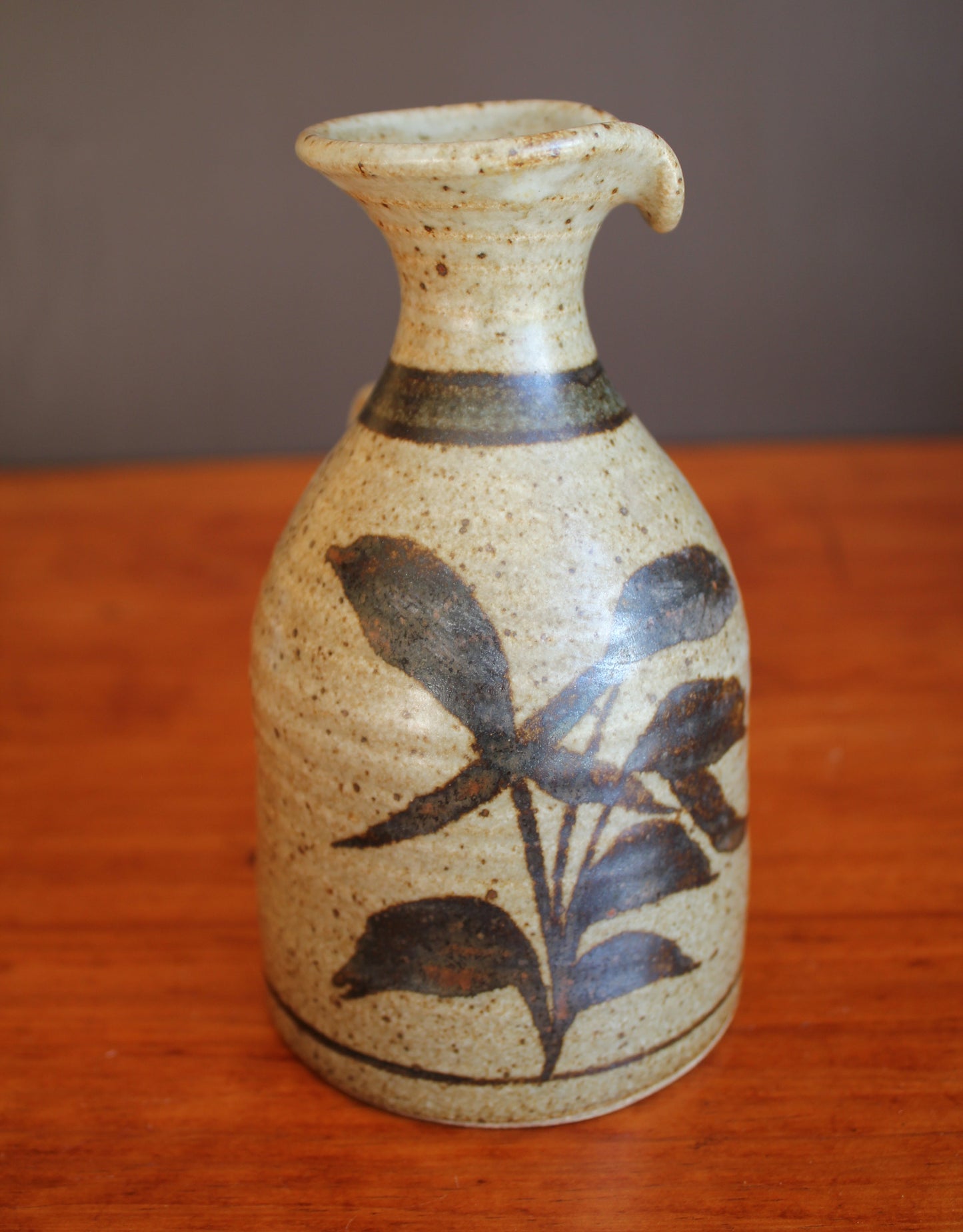 Stoneware Jug with Leaf Motif