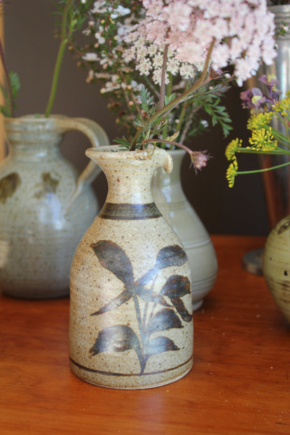 Stoneware Jug with Leaf Motif