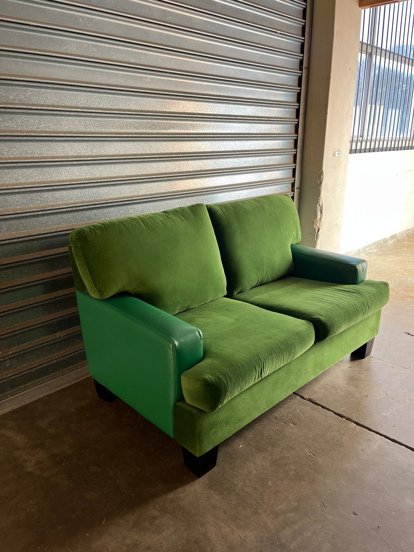 Green Velvet Loveseat / 2 Seater Couch