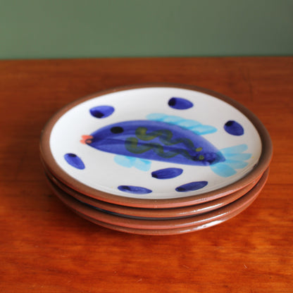 Royce McGlashen Handpainted Terracotta Fish Side Plates / Set of 4