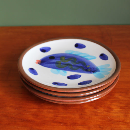 Royce McGlashen Handpainted Terracotta Fish Side Plates / Set of 4