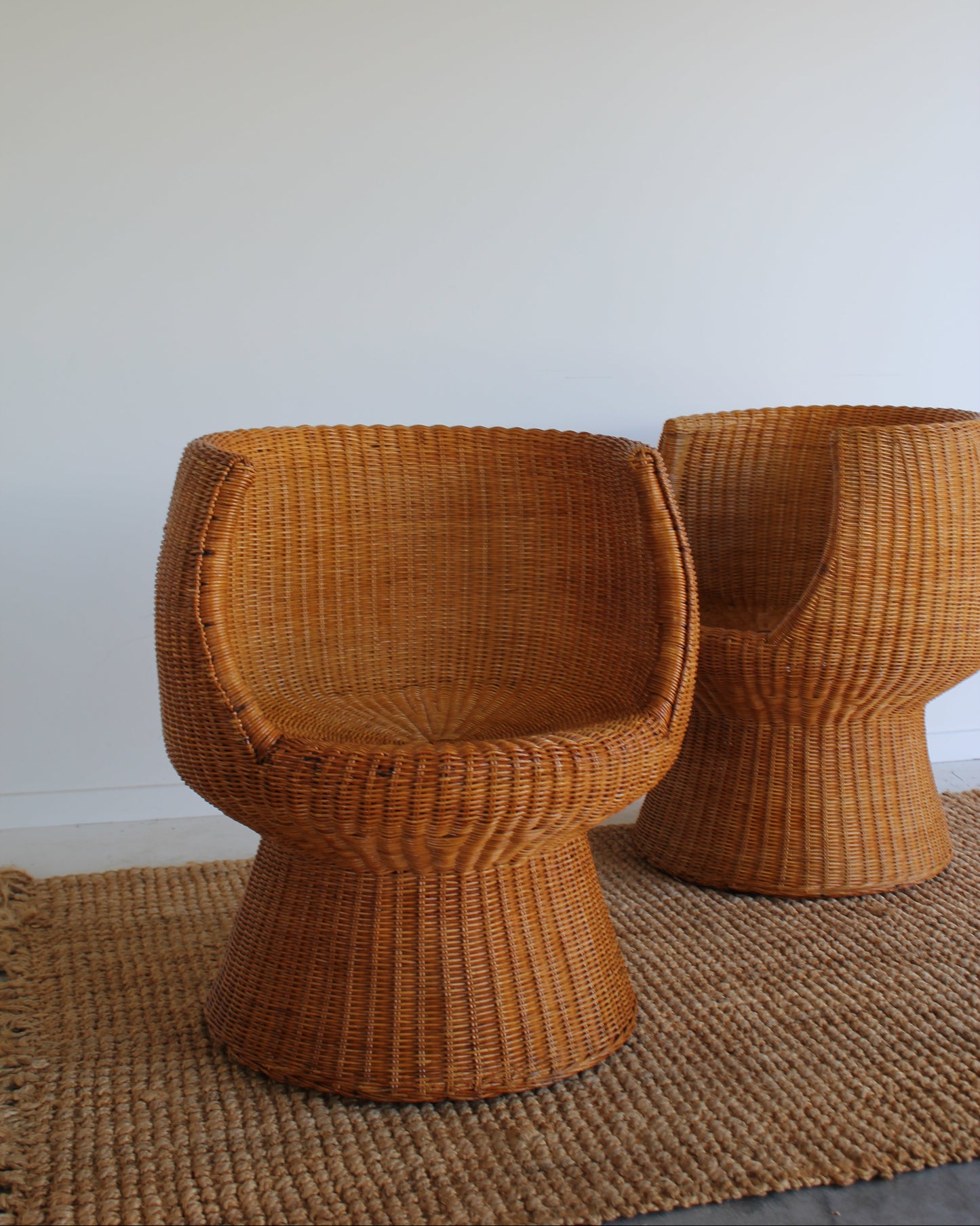 Rattan Pod Chairs / Pair