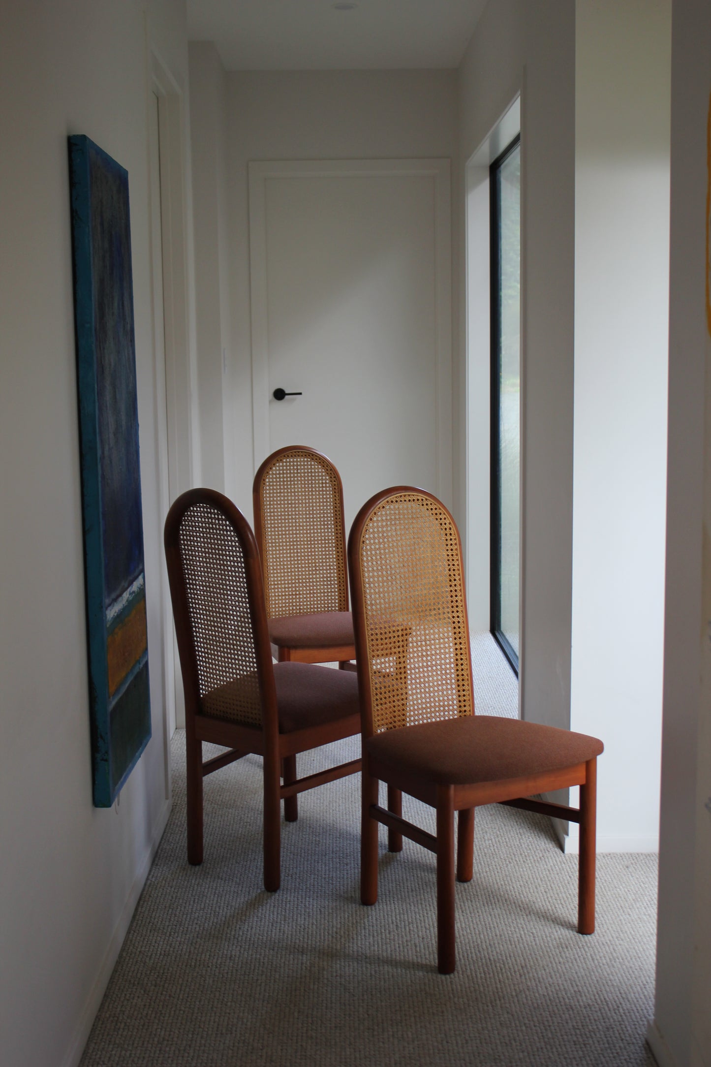 Set of 6 / Kauri & Cane Vintage Dining Chairs
